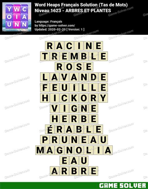 Solution Wordalot Niveau 1623 .